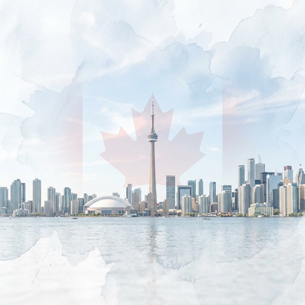 Illustration de Toronto, de la tour CN et de la feuille d’érable canadienne